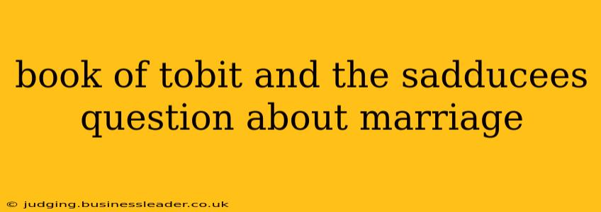book of tobit and the sadducees question about marriage