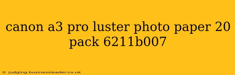 canon a3 pro luster photo paper 20 pack 6211b007