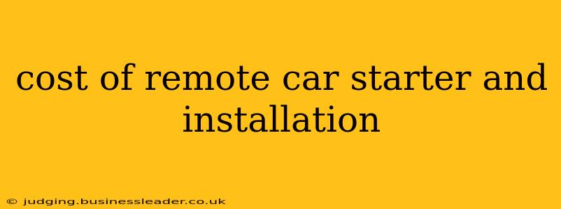 cost of remote car starter and installation