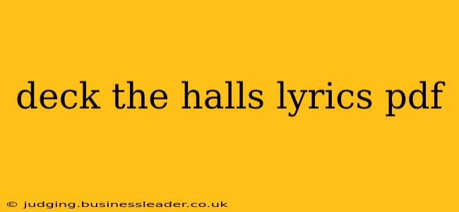 deck the halls lyrics pdf