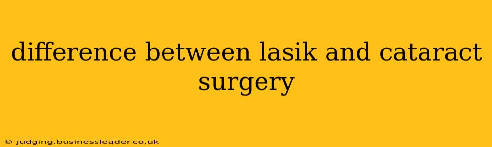 difference between lasik and cataract surgery