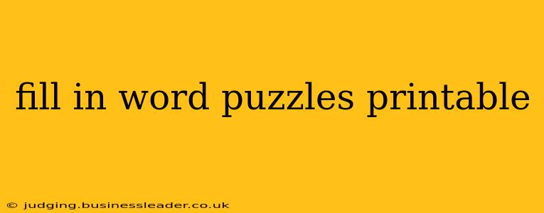fill in word puzzles printable