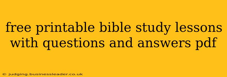 free printable bible study lessons with questions and answers pdf