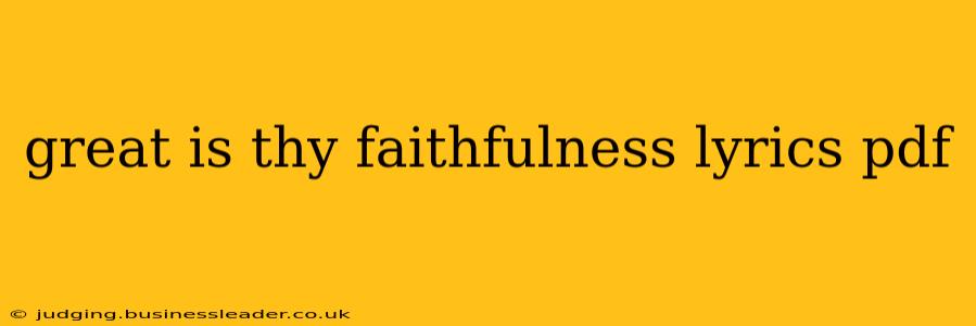 great is thy faithfulness lyrics pdf
