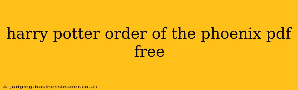 harry potter order of the phoenix pdf free