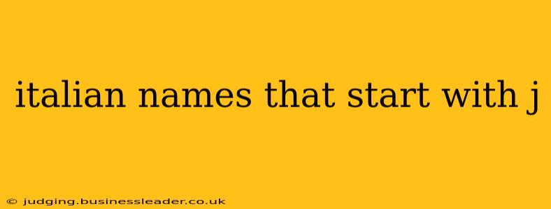 italian names that start with j