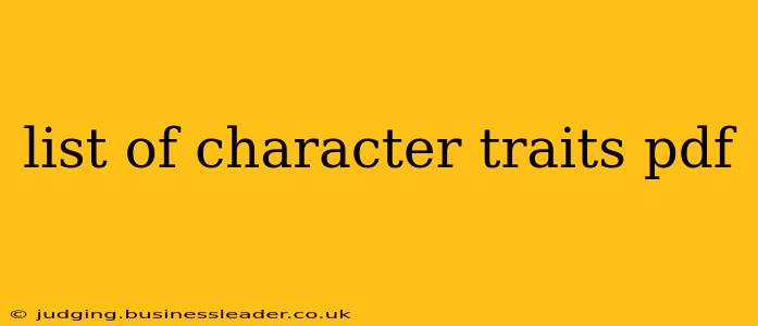list of character traits pdf