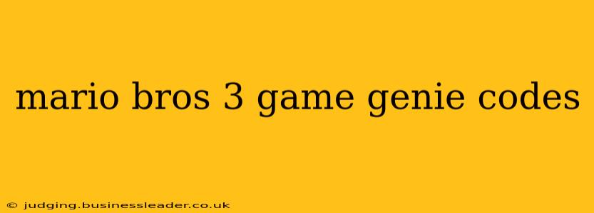 mario bros 3 game genie codes