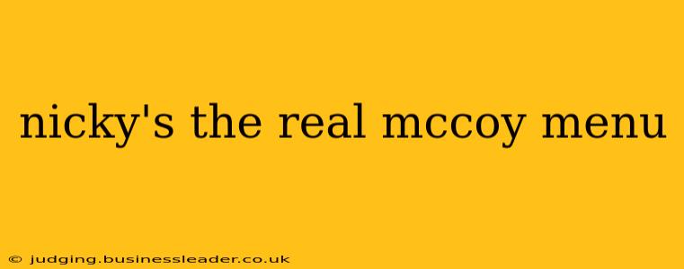 nicky's the real mccoy menu