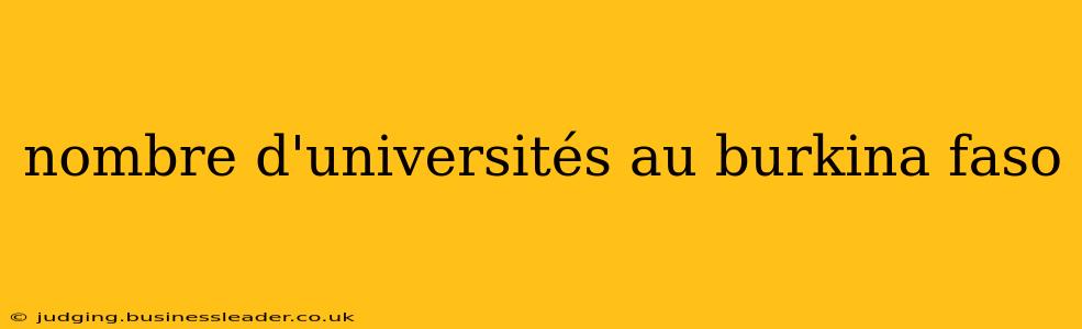 nombre d'universités au burkina faso