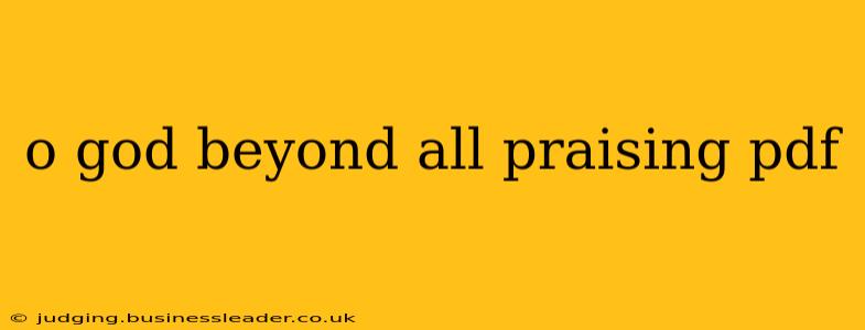 o god beyond all praising pdf