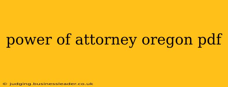power of attorney oregon pdf