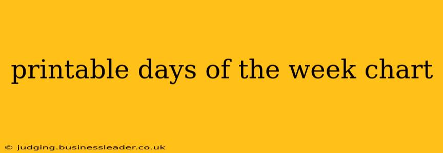 printable days of the week chart