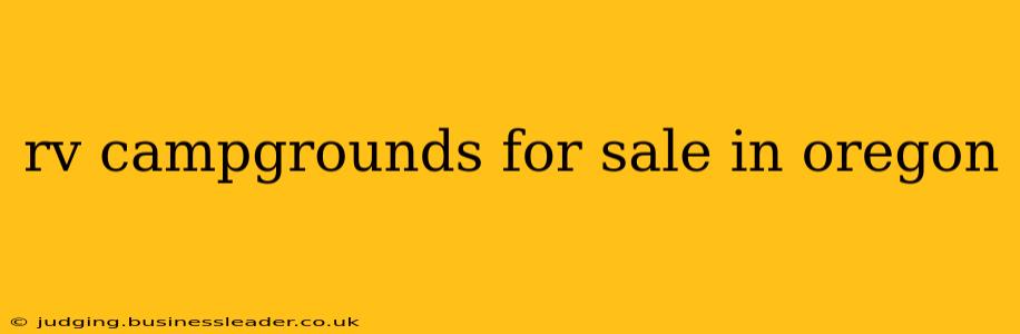 rv campgrounds for sale in oregon