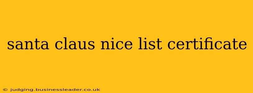 santa claus nice list certificate