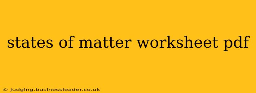 states of matter worksheet pdf