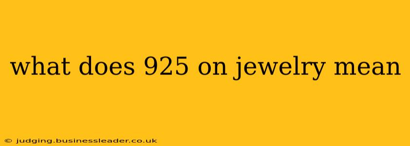 what does 925 on jewelry mean